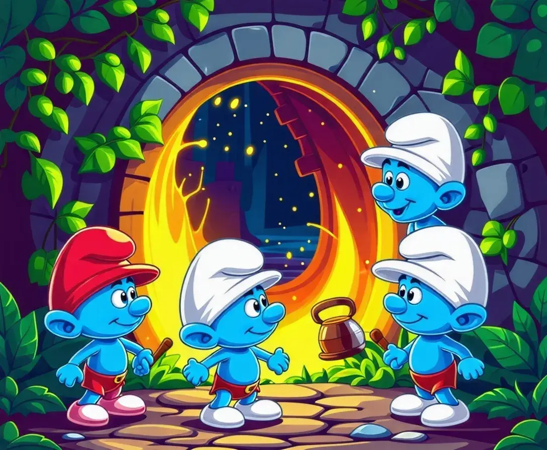 The Smurfs and the Enchanted Portal - StoryBee AI