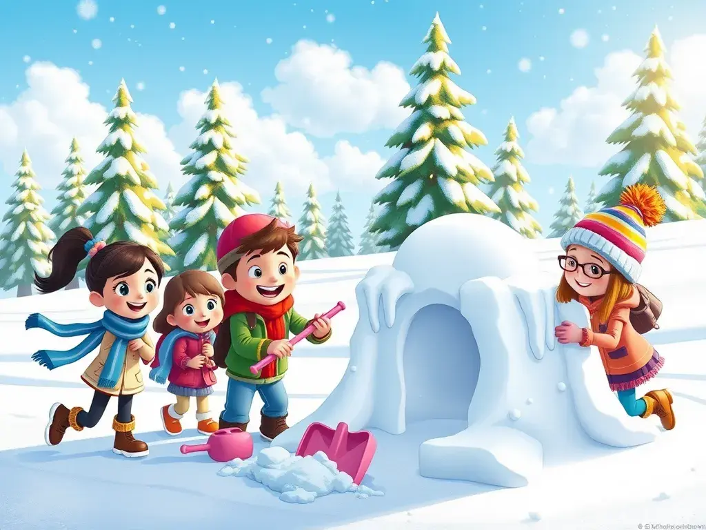 The Magical Pink Shovel and the Great Snow Fort - StoryBee AI