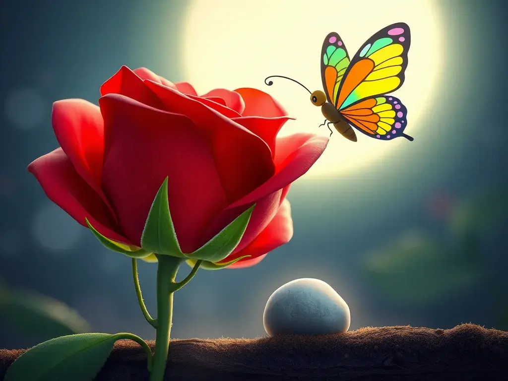 La Rose Solitaire et le Papillon Lumineux - StoryBee AI