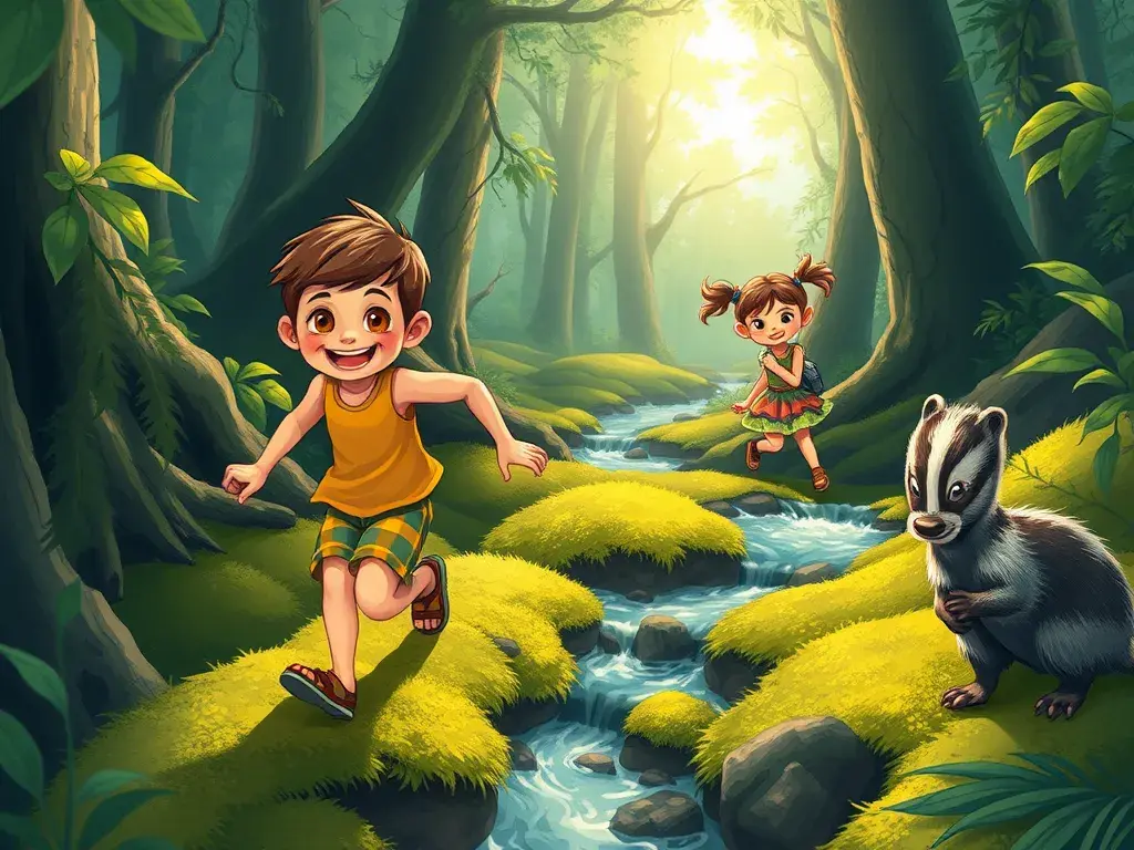 Pip and the Whispering Woods: A Boy, a Leg, and a Lost Kitten - StoryBee AI