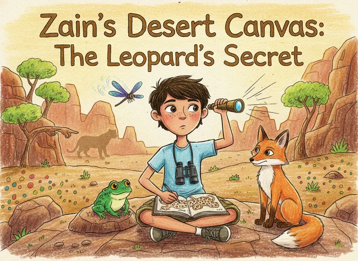 Zain's Desert Canvas: The Leopard's Secret - StoryBee AI